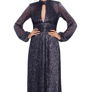 Betsy & Adam - Metallic Long Evening Dress Size: 2, Color: Black Silver